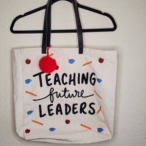 White and red Teaching Future Leaders tote bag schoolbag back to school Teacher
